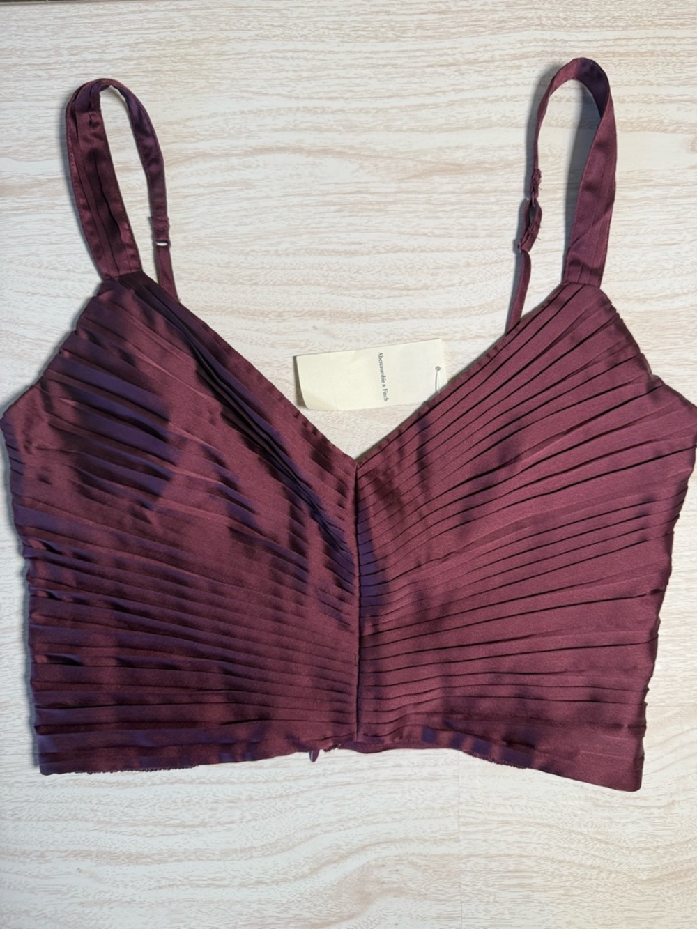 Abercrombie purple burgundy satin crop top NWT